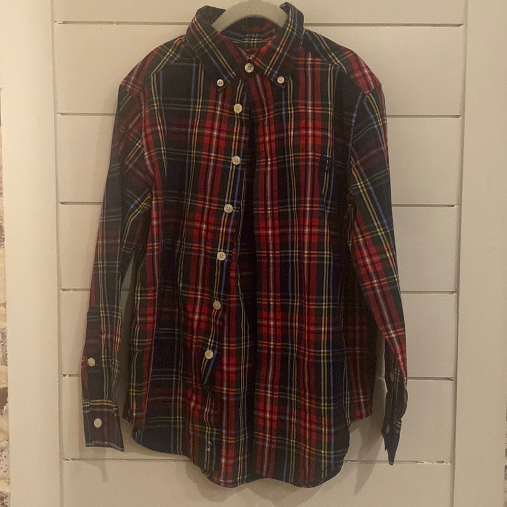 Chaps Plaid Button Down Long-sleeve Dress Shirt for Boys Size 8